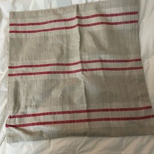 New West Elm Beige red striped Buttoned Pillow Cover 20” x20”
